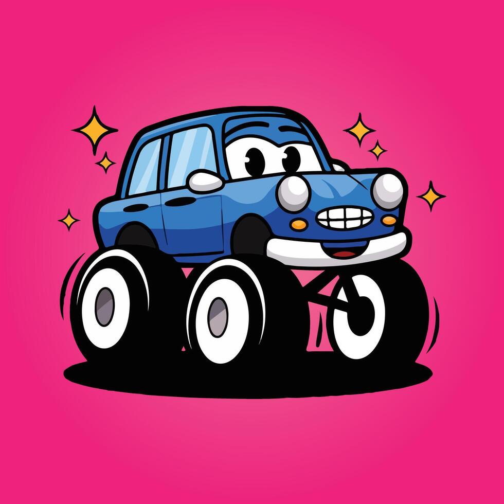 A cartoon character with a car vector