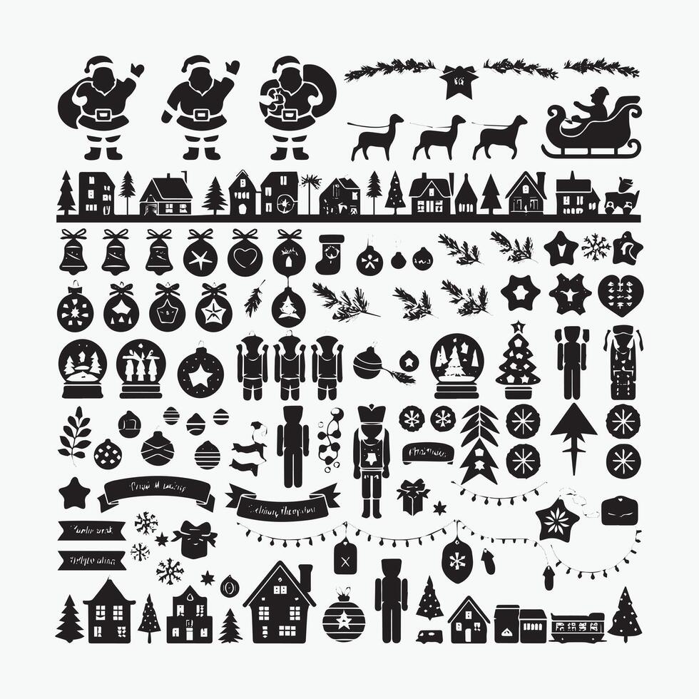 Festive Holiday Symbols Collection Pack vector