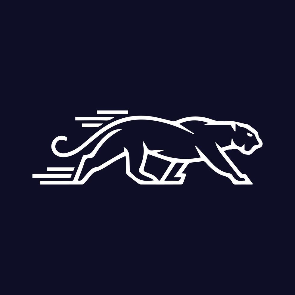 Silhouette Panther Leaping Waves Logo vector