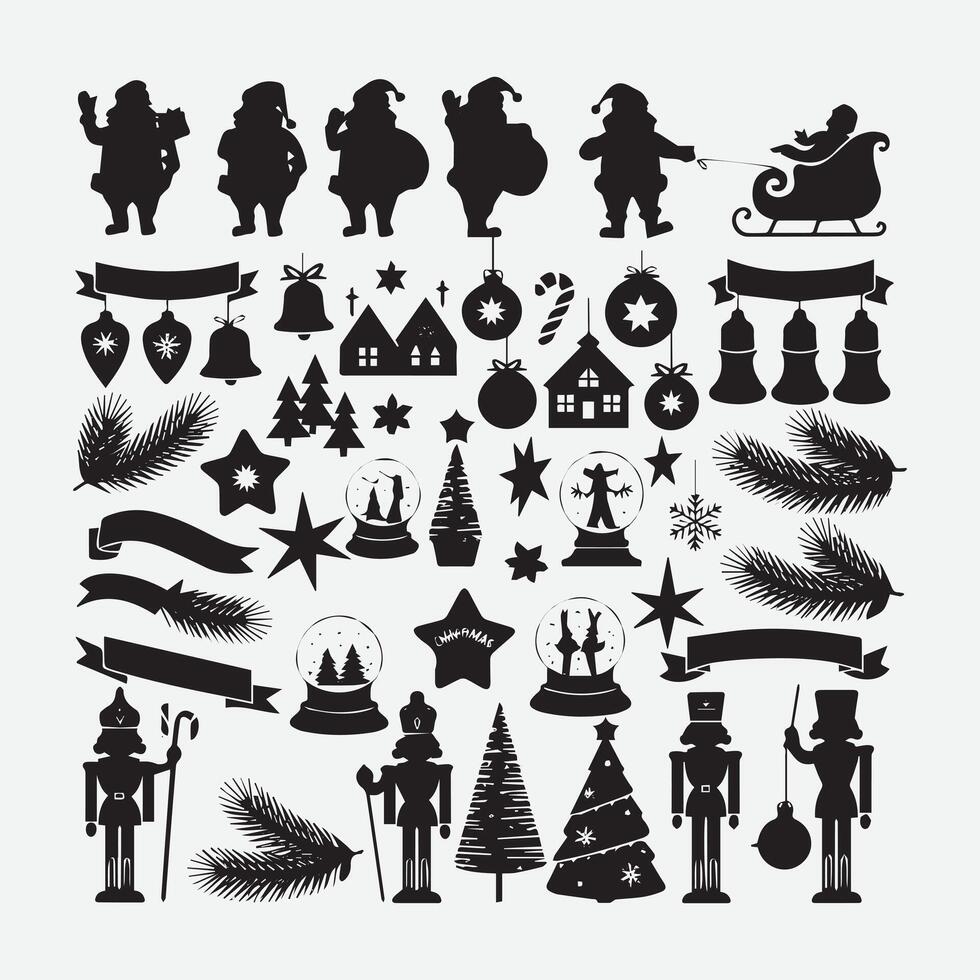 Classic Christmas Icon Silhouettes Pack vector