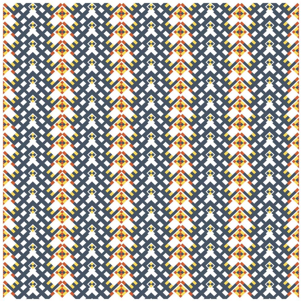 Seamless Geometric Print Patterned textile or wallpaper with repetitive diamond shapes in orange, white, and grey. vector