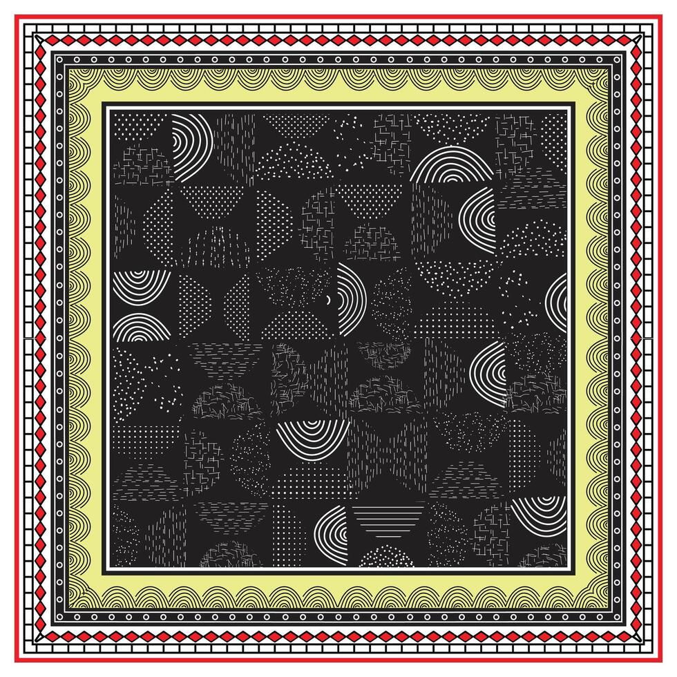 Abstract Line Art Hand Drawn Illustration Print Scarf vector