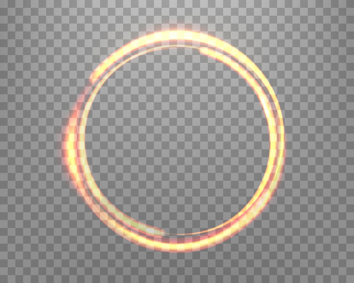 Orange magic ring with glowing. Neon realistic energy flare halo ring. Abstract light effect vector