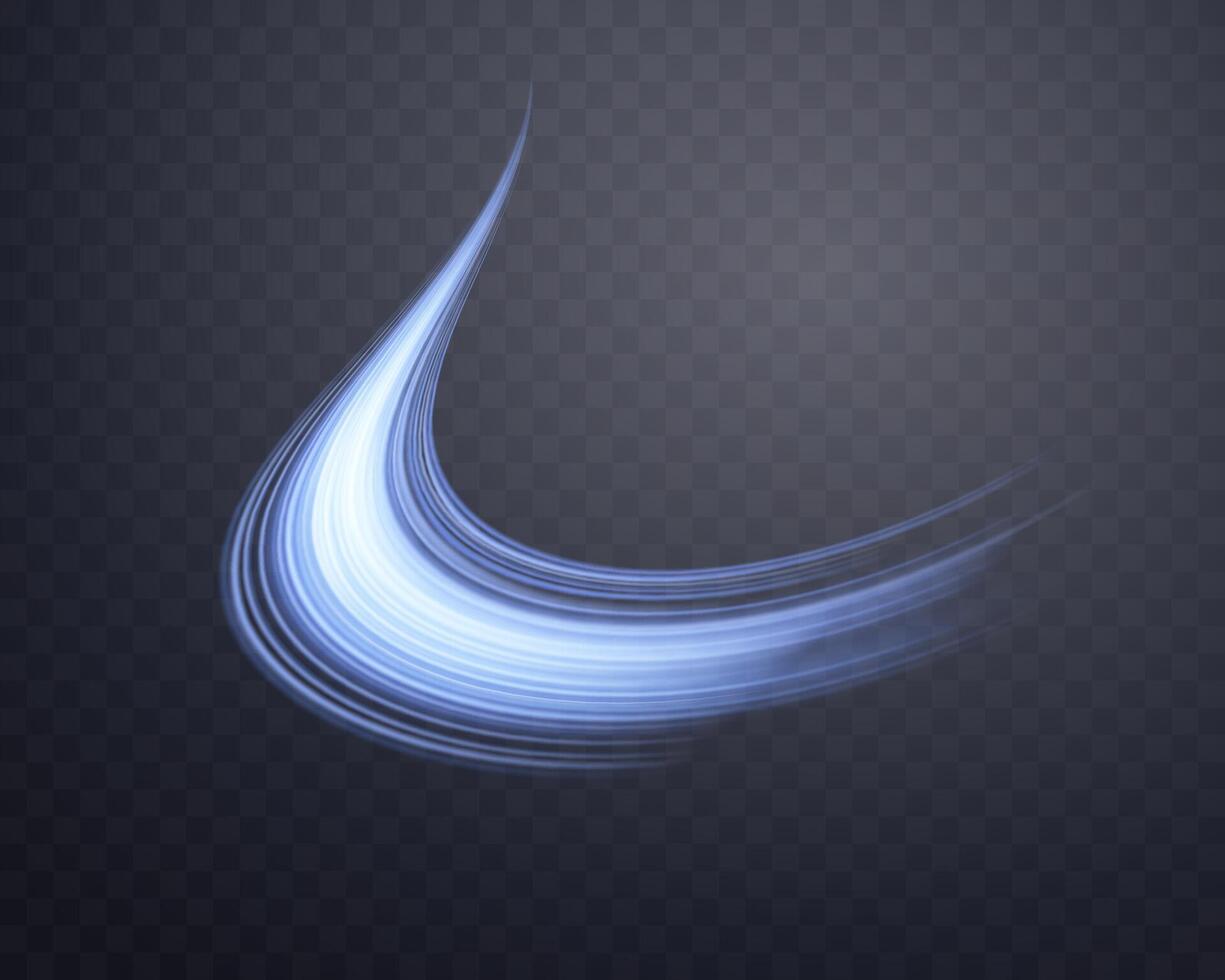 Glowing blue lines. Neon realistic energy speed. Abstract light effect vector