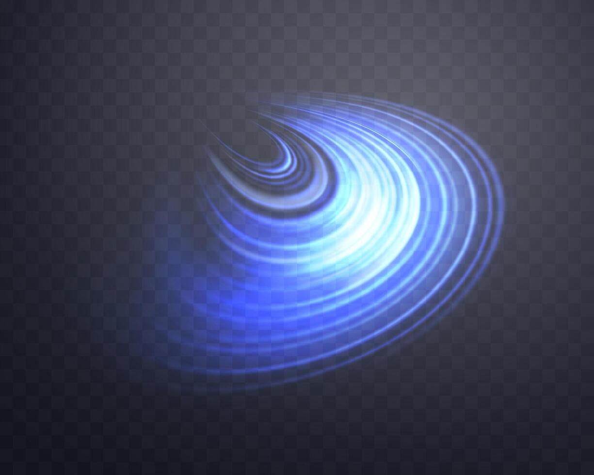 Glowing blue lines. Neon realistic energy speed. Abstract light effect vector