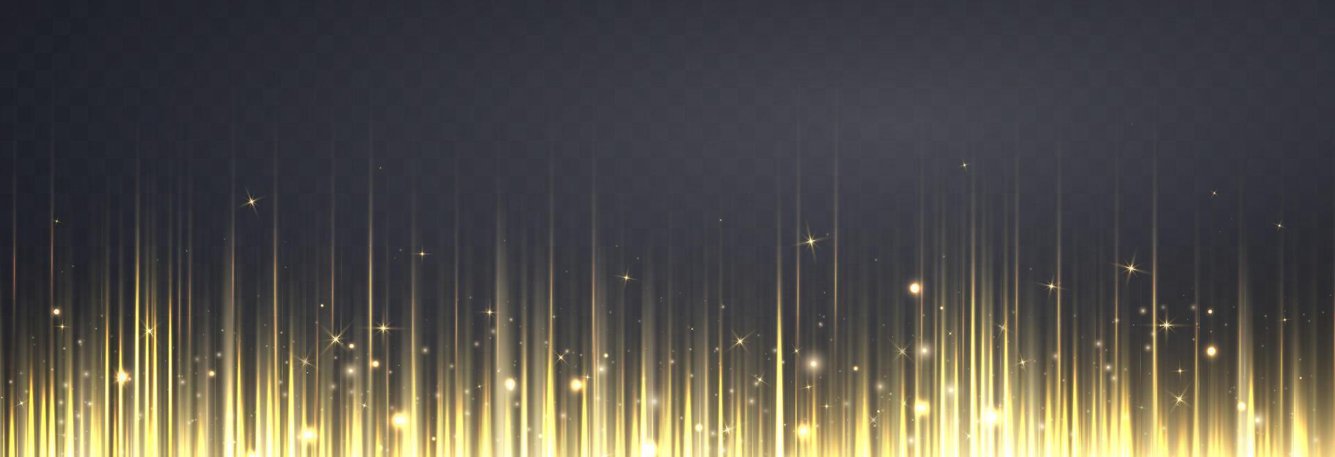 Vertical gold horizontal lines. Speed rays, velocity light neon flow, motion effect, colorful light trails, stripes, laser beams. vector