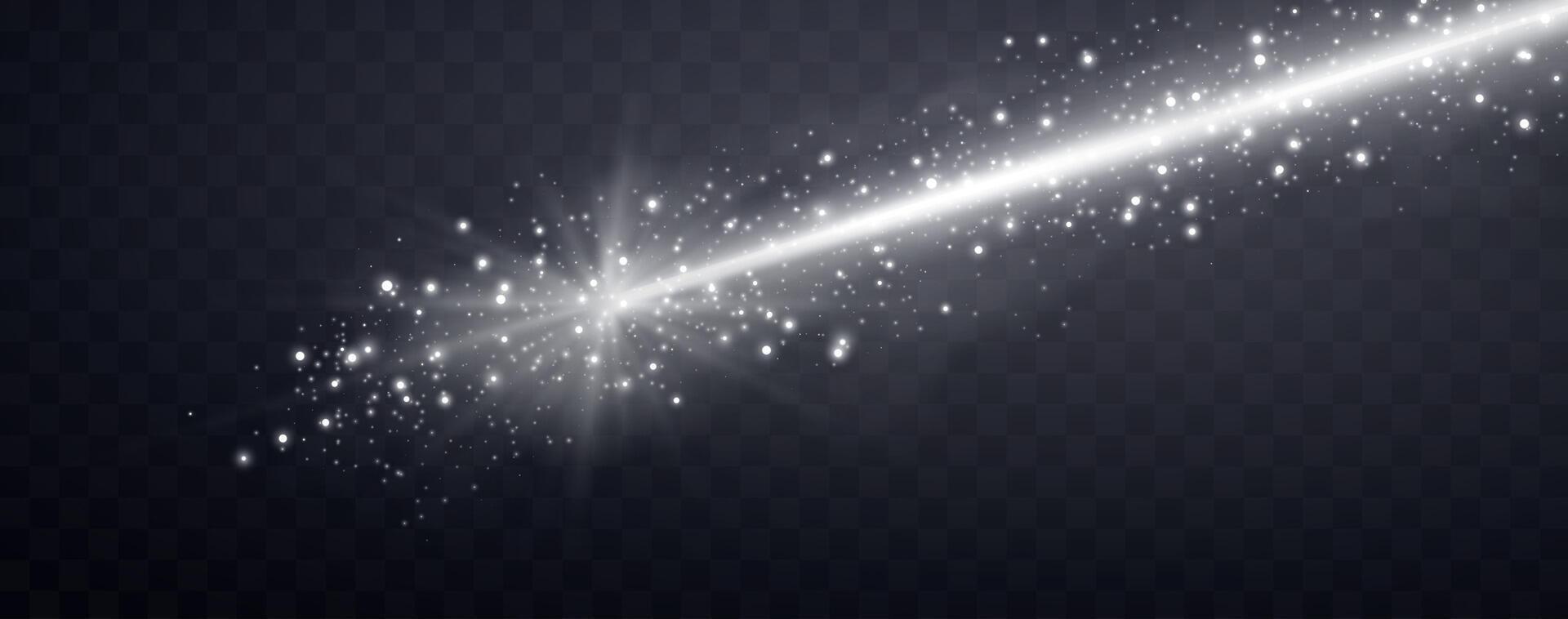 White horizontal laser beam. Neon line, presentation pointer. Silver glow flare light effect. vector