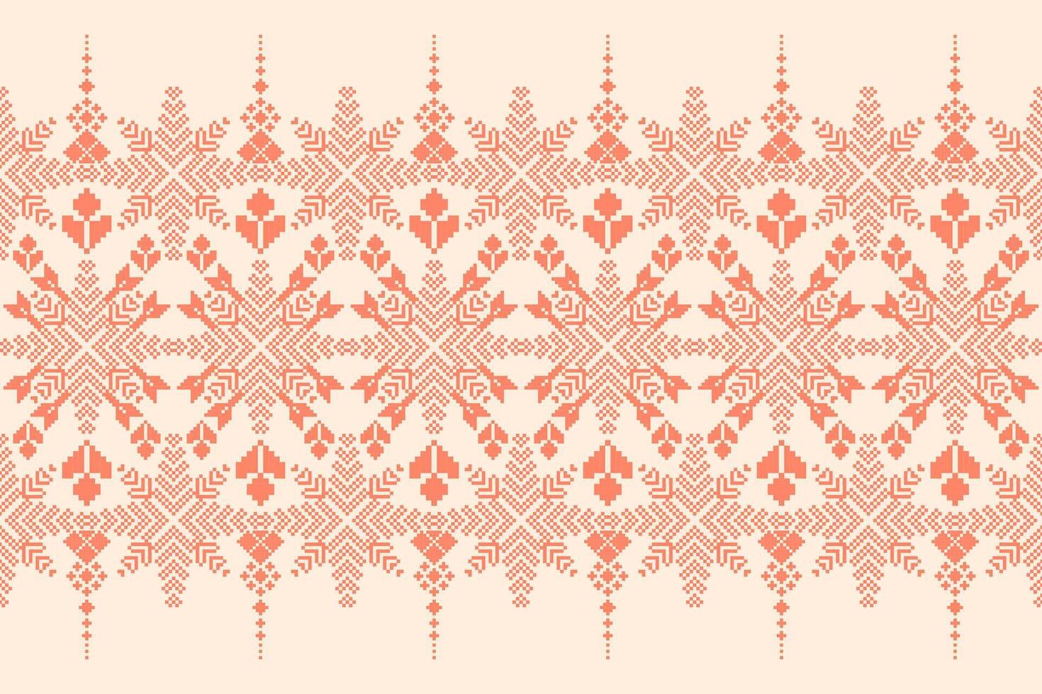 Geometric floral pattern background. Flower ethnic pixel pattern,Aztec style, vector