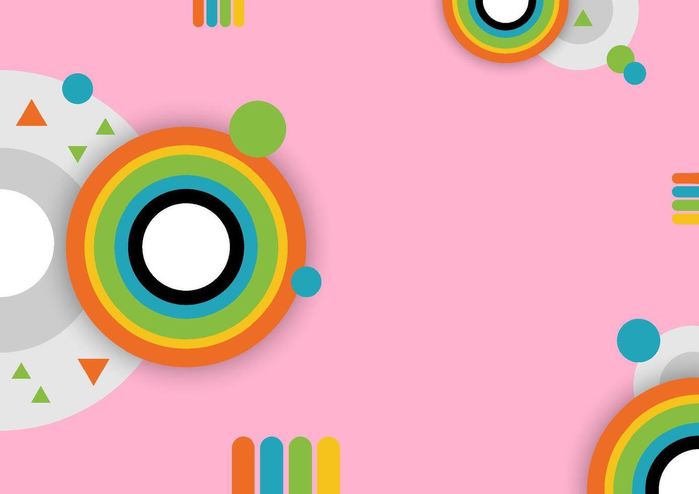 Geometric abstract technology background. Colorful polar circle on a light pink background. vector