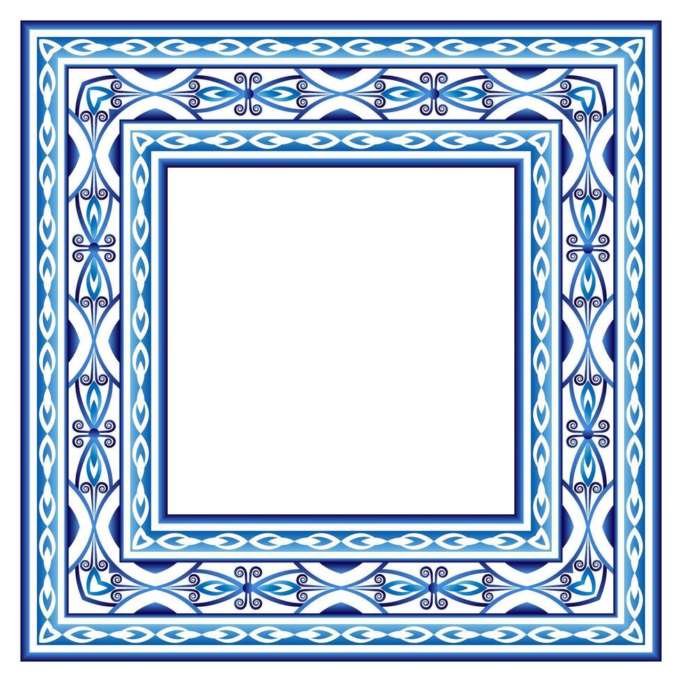 Ceramic tile border pattern. Islamic, indian, arabic motifs. Damask border seamless pattern. Porcelain ethnic bohemian background. vector
