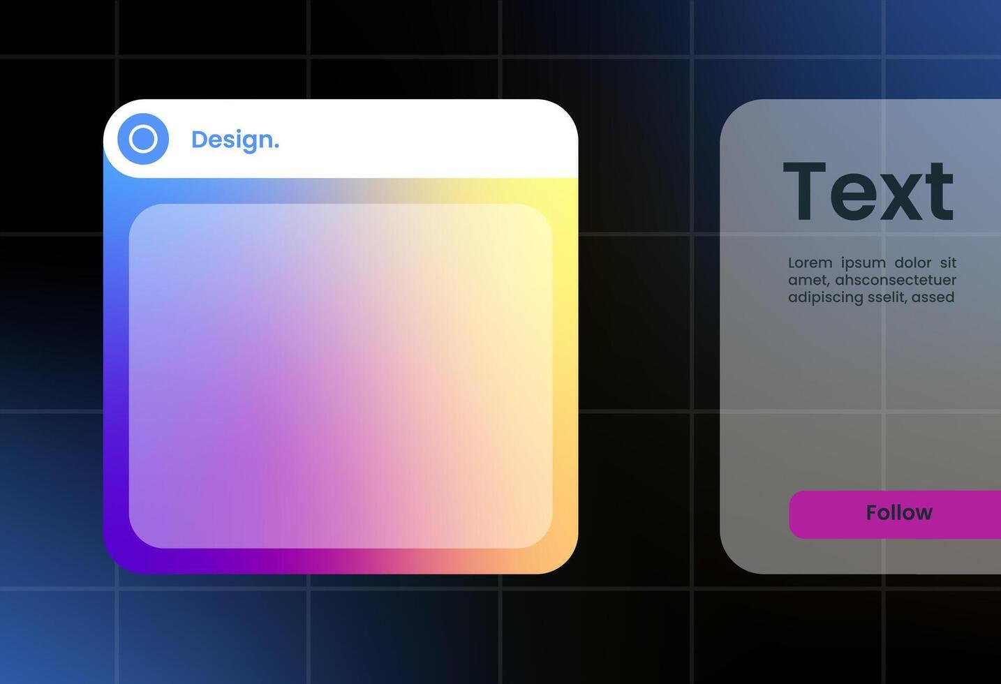 Futuristic design element in gradient colors. Pop up interface element. vector