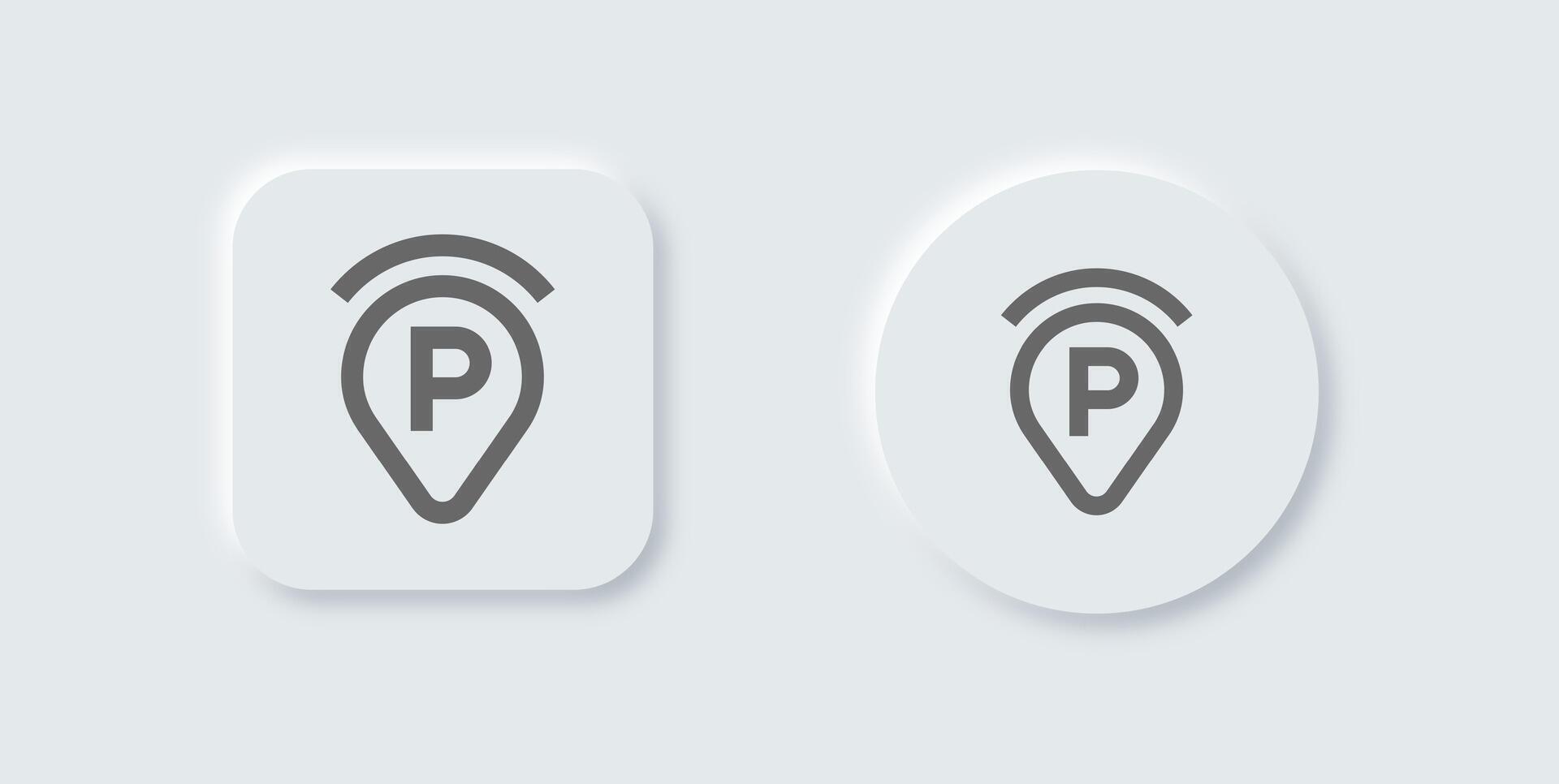 Parking line icon in neomorphic design style. Automobile signs illustration. vector