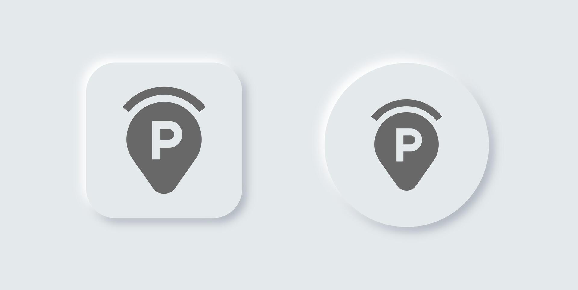 Parking solid icon in neomorphic design style. Automobile signs illustration. vector