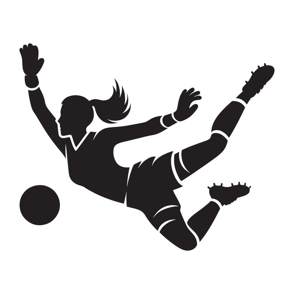 Woman Goalkeeper Dive Silhouette in Action vector