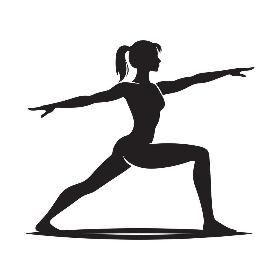 Minimalist Yoga Warrior Pose Silhouette in Action vector