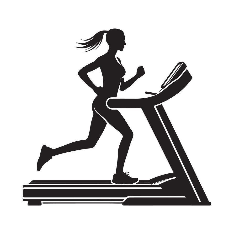 Dynamic Woman Running on Treadmill vector