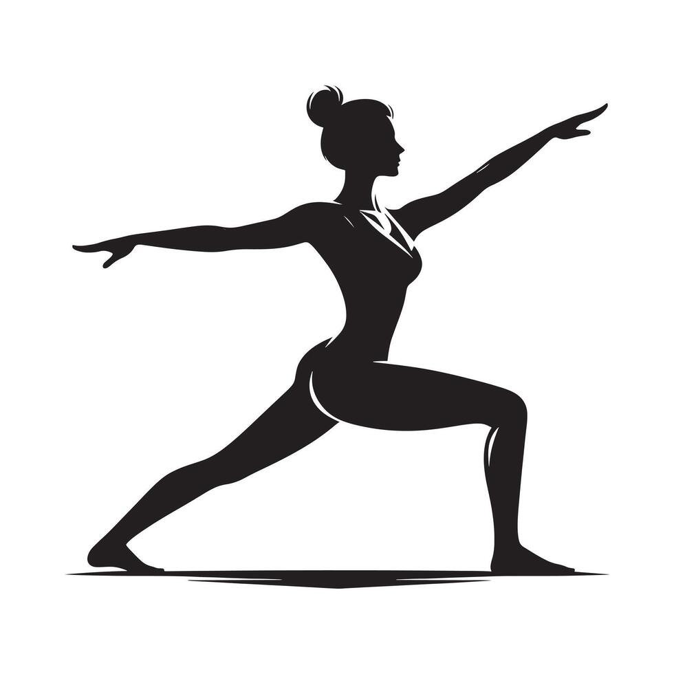 Black Silhouette of Yoga Warrior Pose vector