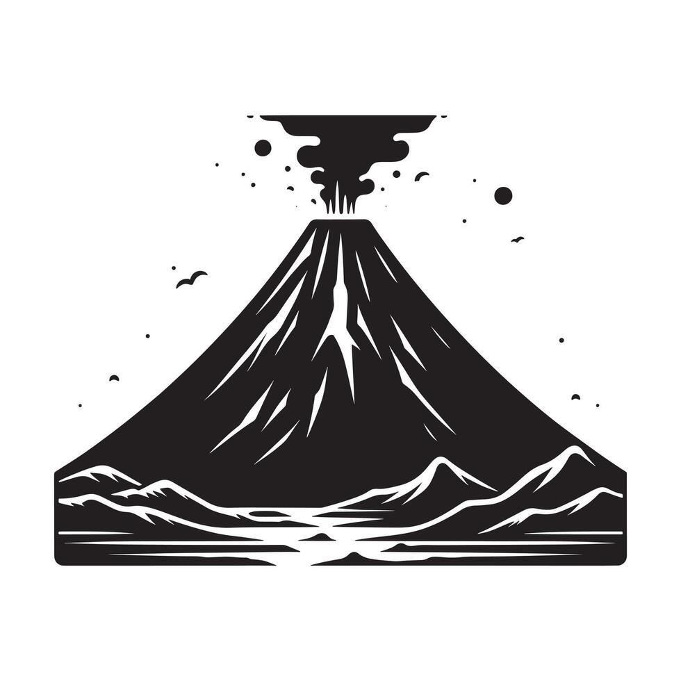 Minimalist Black Silhouette of Volcano vector