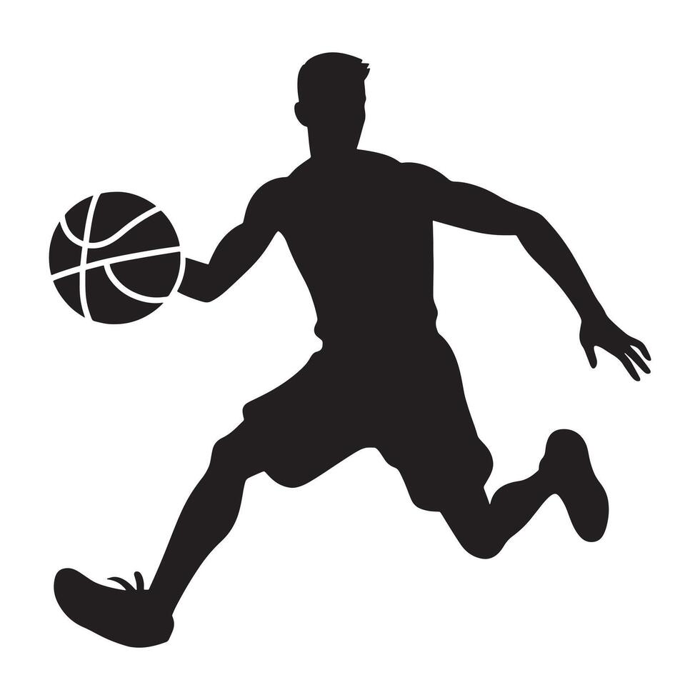 Dynamic Dribbling Basketball Silhouette of Man in Action vector