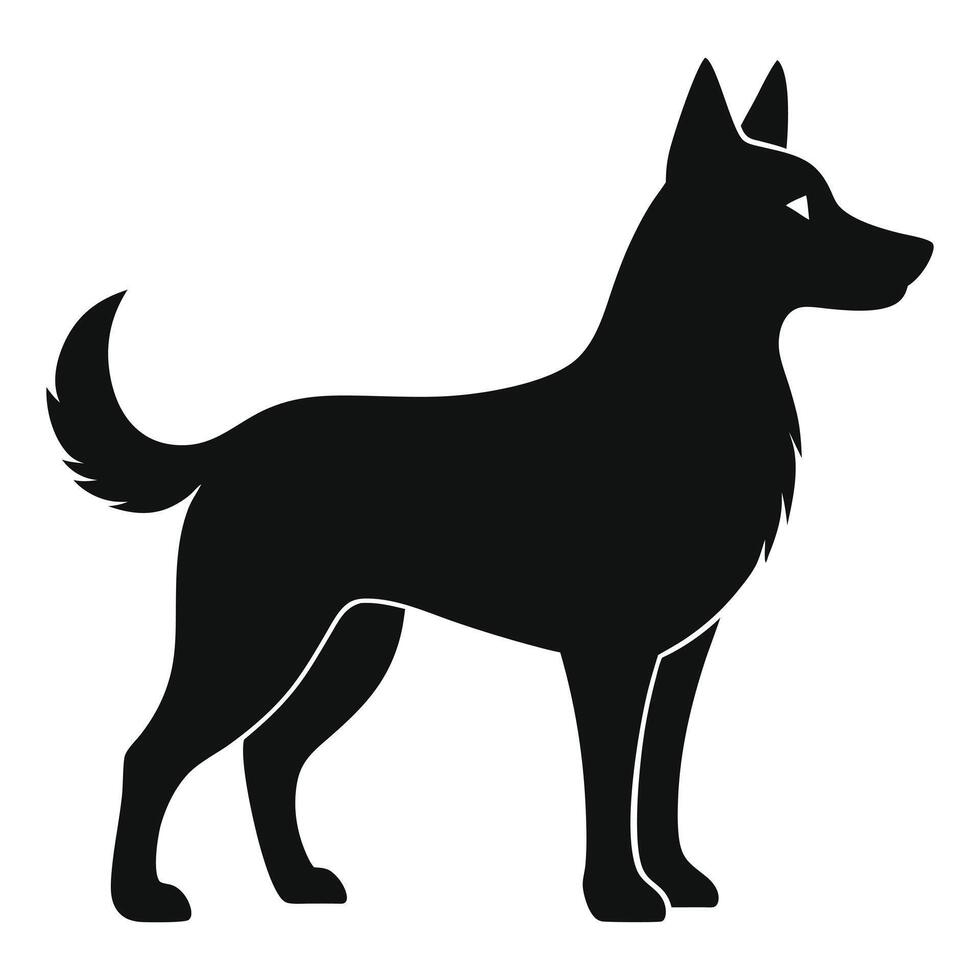 Flat Dog Silhouette Illustration on White Background vector