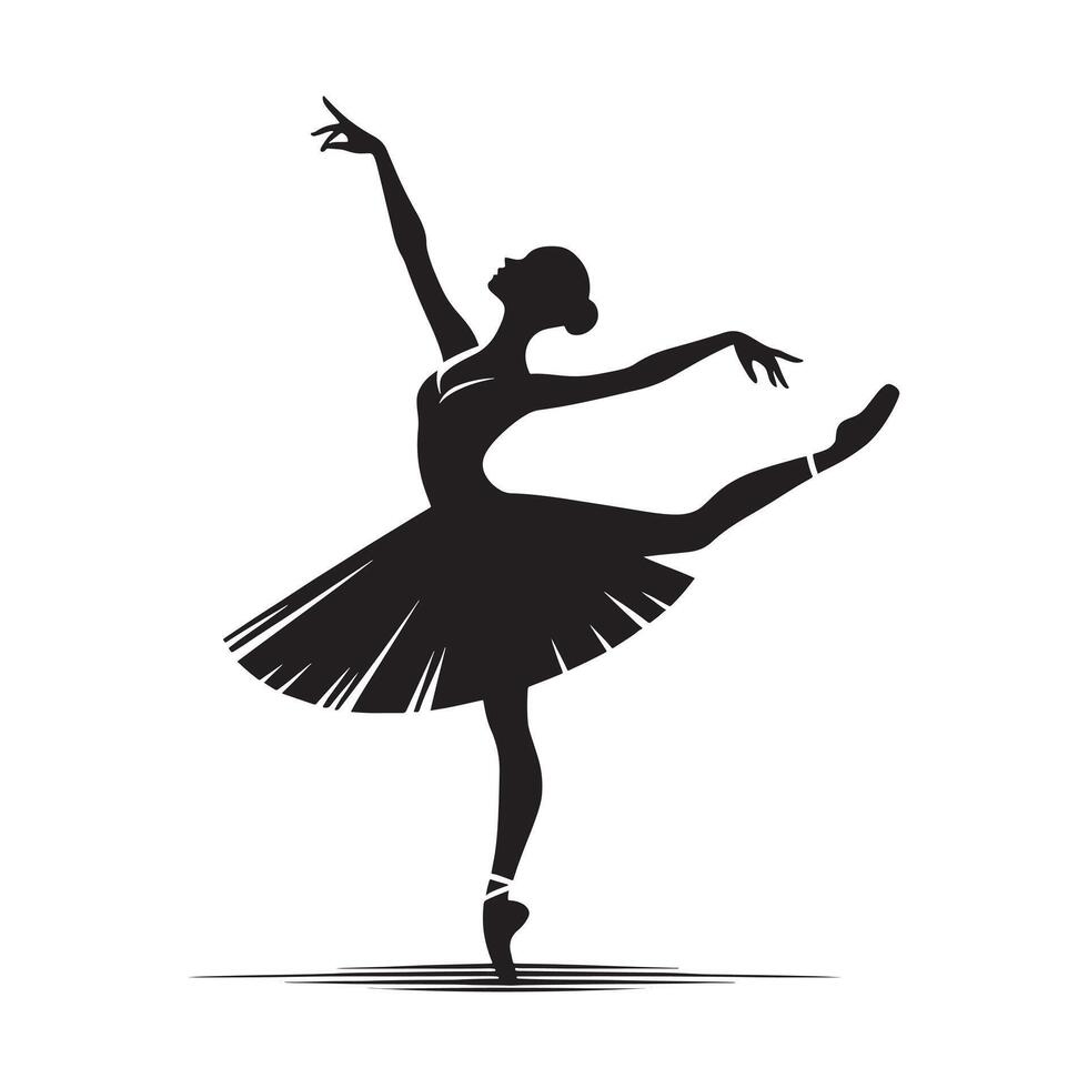 Graceful Female Ballet Dancer Performing an Elegant Pose in Studio on a White Background Highlighting Artistry and Precision vector