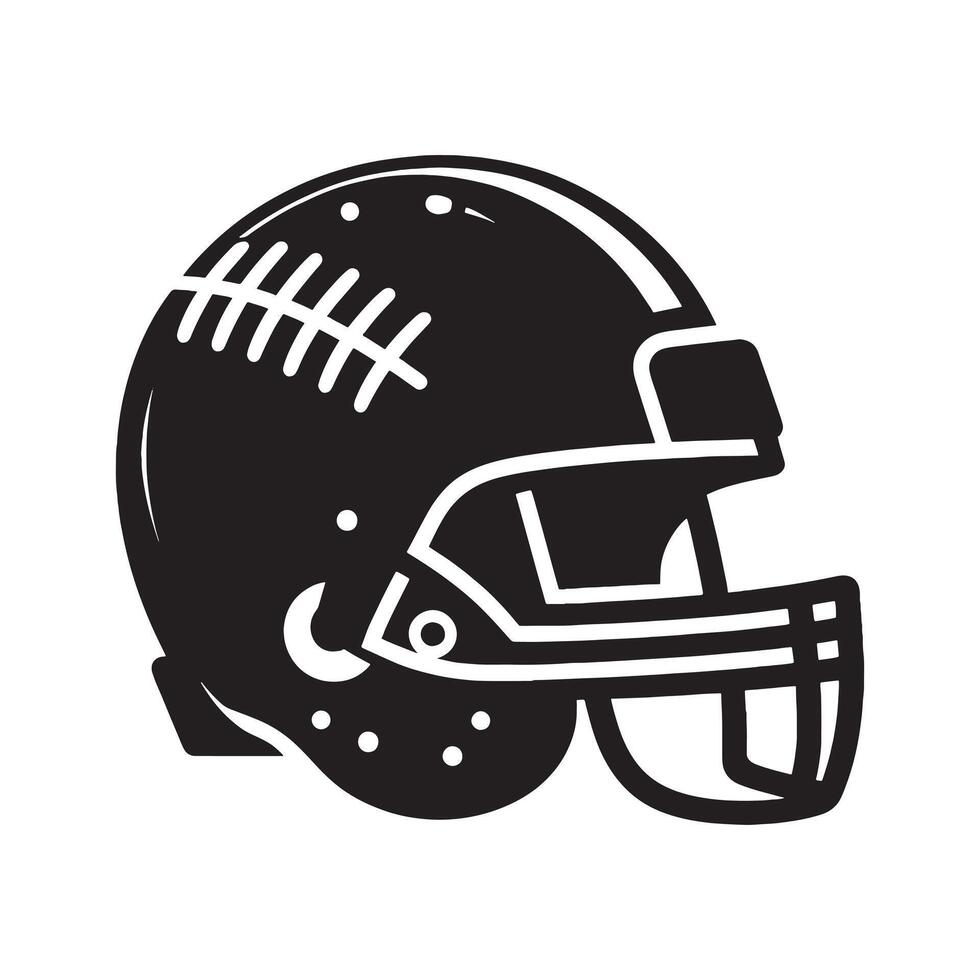 Football Helmet Silhouette with Player Profile on White Background vector