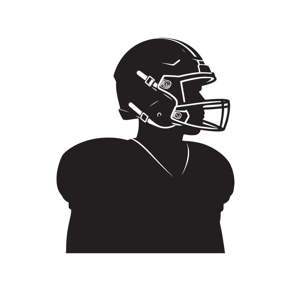 Football Player Silhouette Wearing Helmet on White Background vector