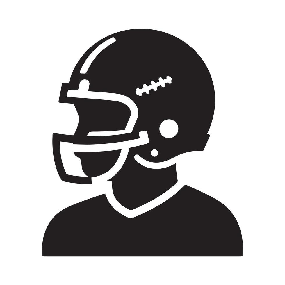 Silhouette of Football Player with Helmet on White Background vector