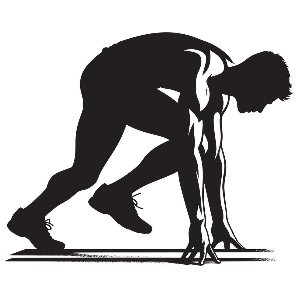 Ready to Sprint Runner Silhouette Illustration vector