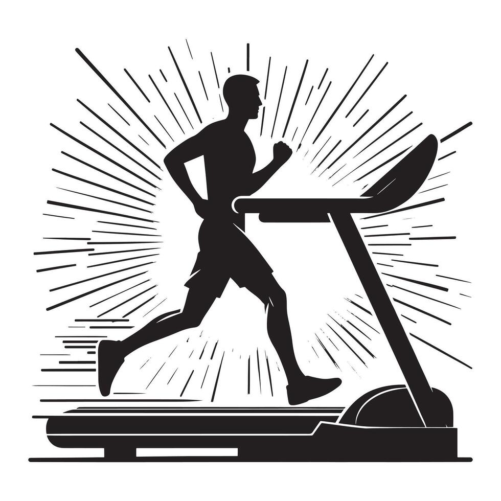 Running on Treadmill Silhouette vector
