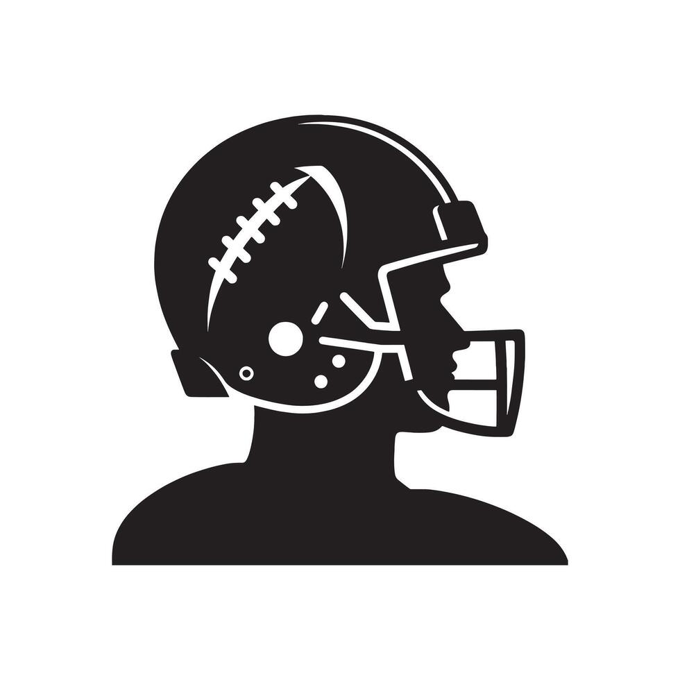 Silhouette of Football Helmeted Player on White Background vector