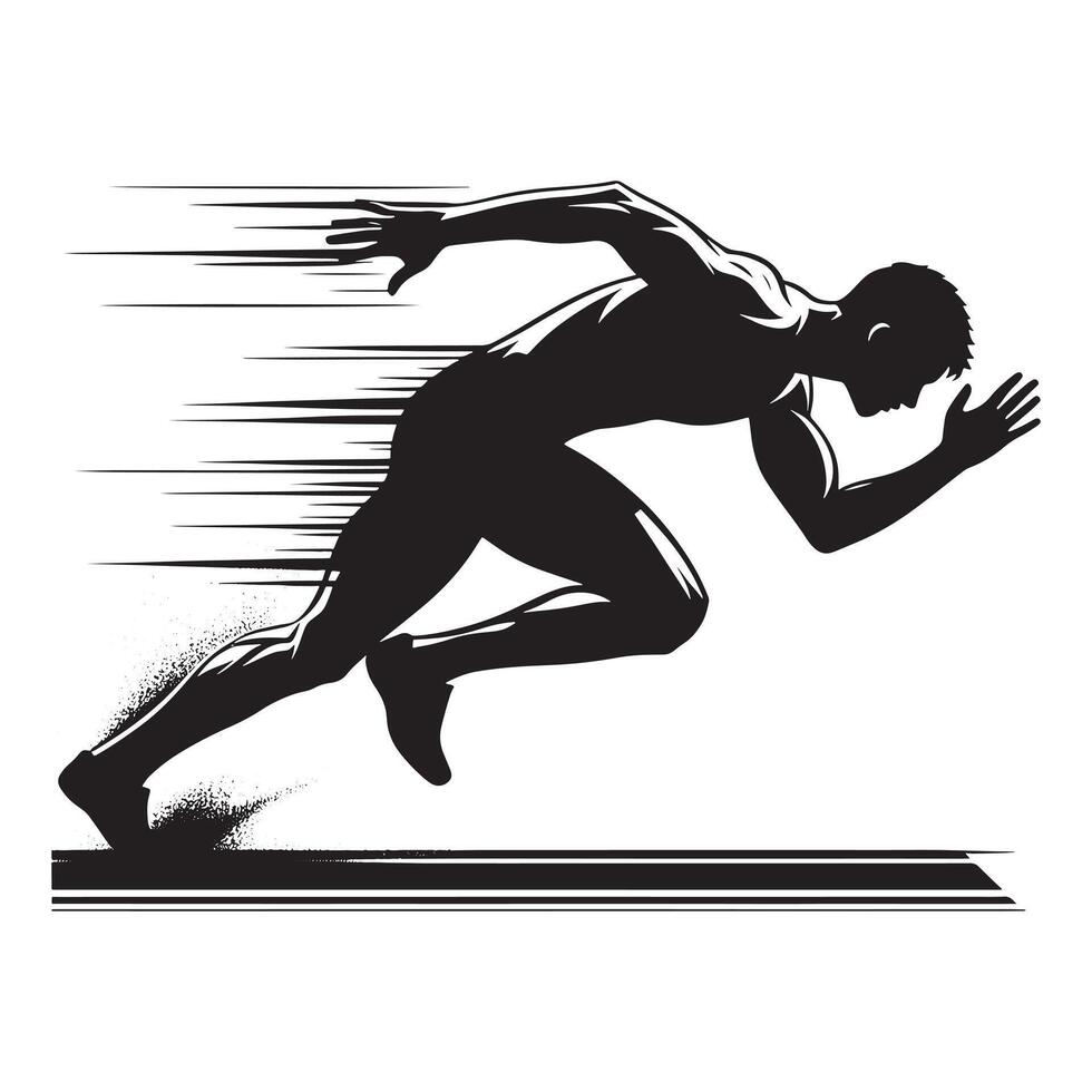 Minimalist Black Sprinting Silhouette on White Background vector