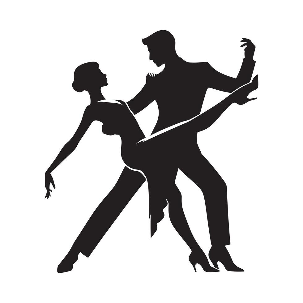 Salsa Dance Silhouette Pose Minimalist Art Design on White Background vector
