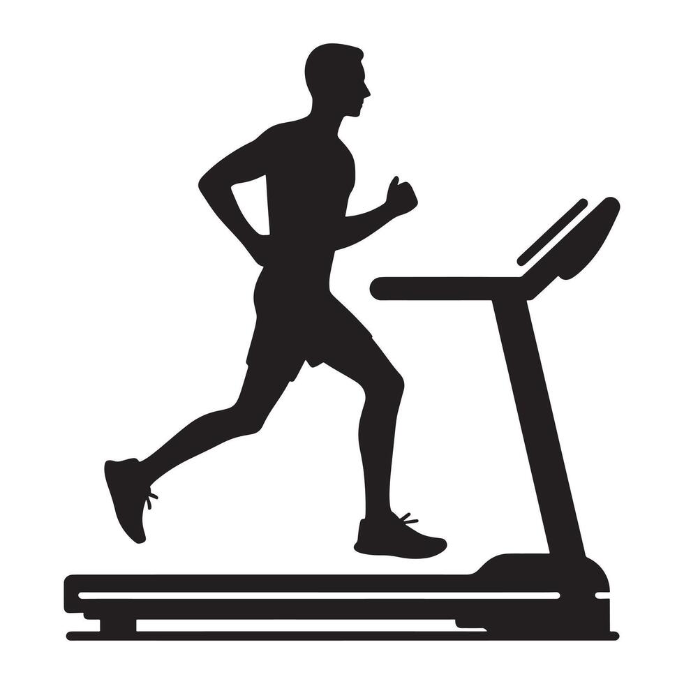 Man on Treadmill Running Silhouette vector