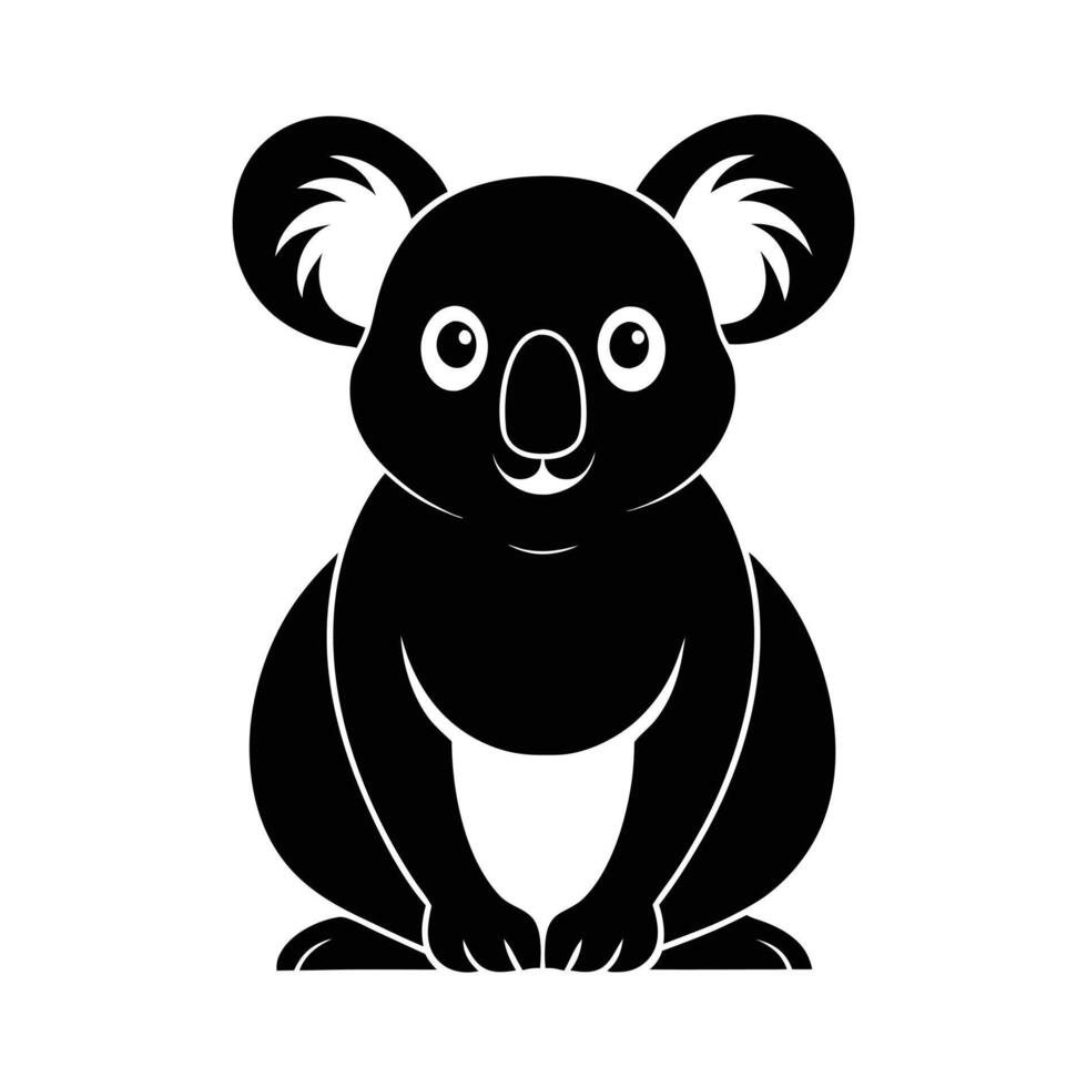 Black Silhouette of Koala Flat Design on White Background vector