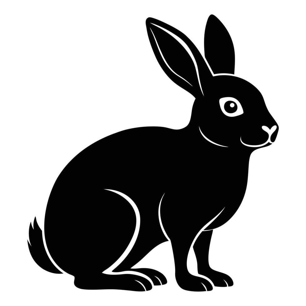 Flat Rabbit Silhouette Illustration on White Background vector
