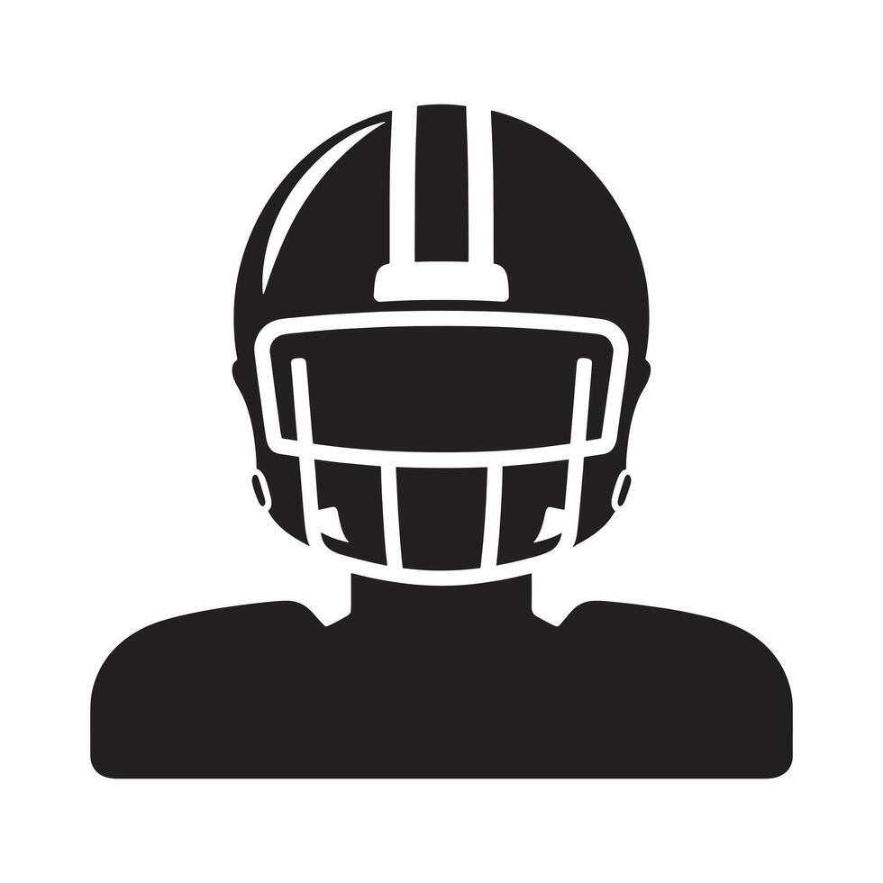 Black Silhouette of Football Player with Helmet on White Background vector