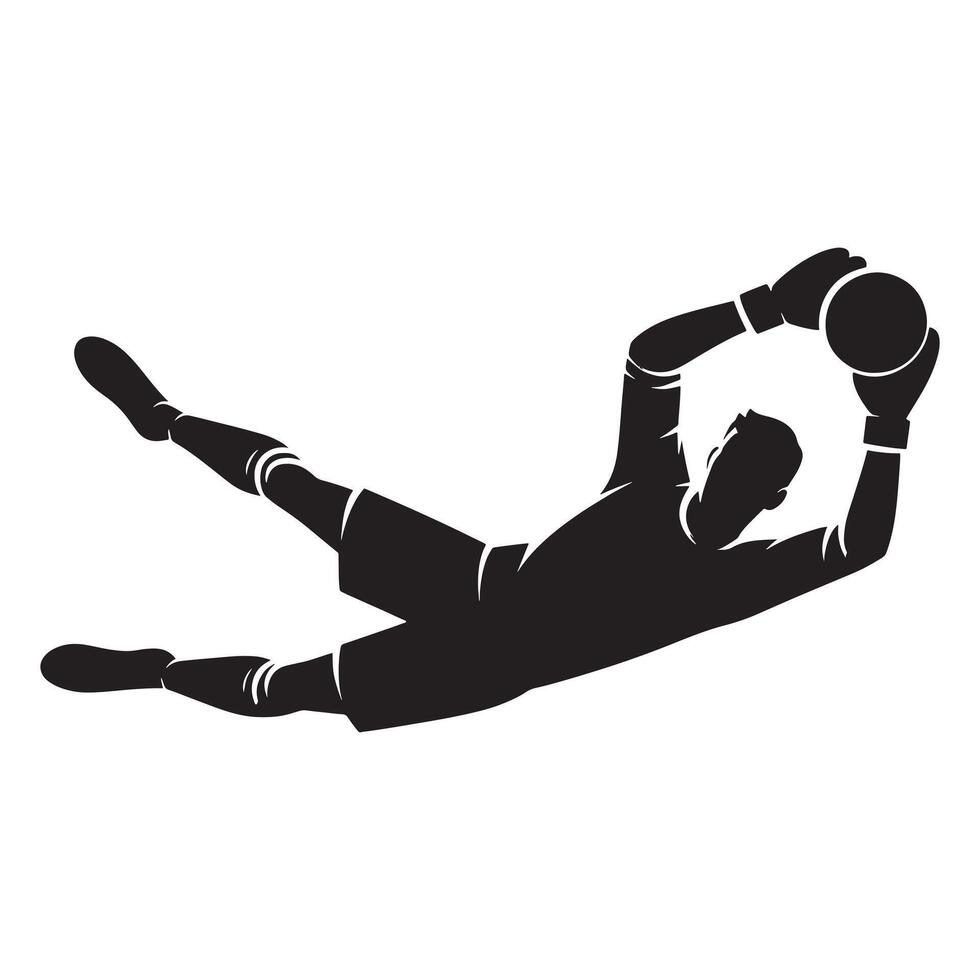 Goalkeeper Dive Silhouette with Arms Stretched on White Background vector