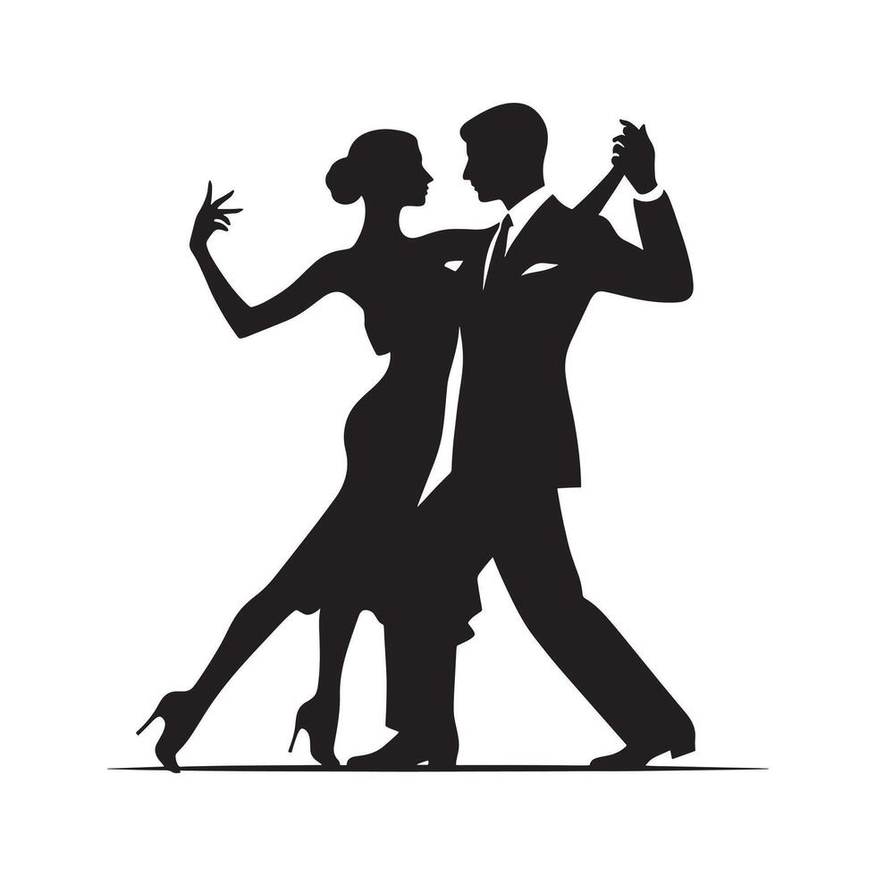 Flat Tango Dancing Pose Silhouette Art on White Background vector