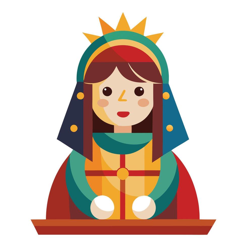 The virgin mary icon in a flat style illustration on white background vector
