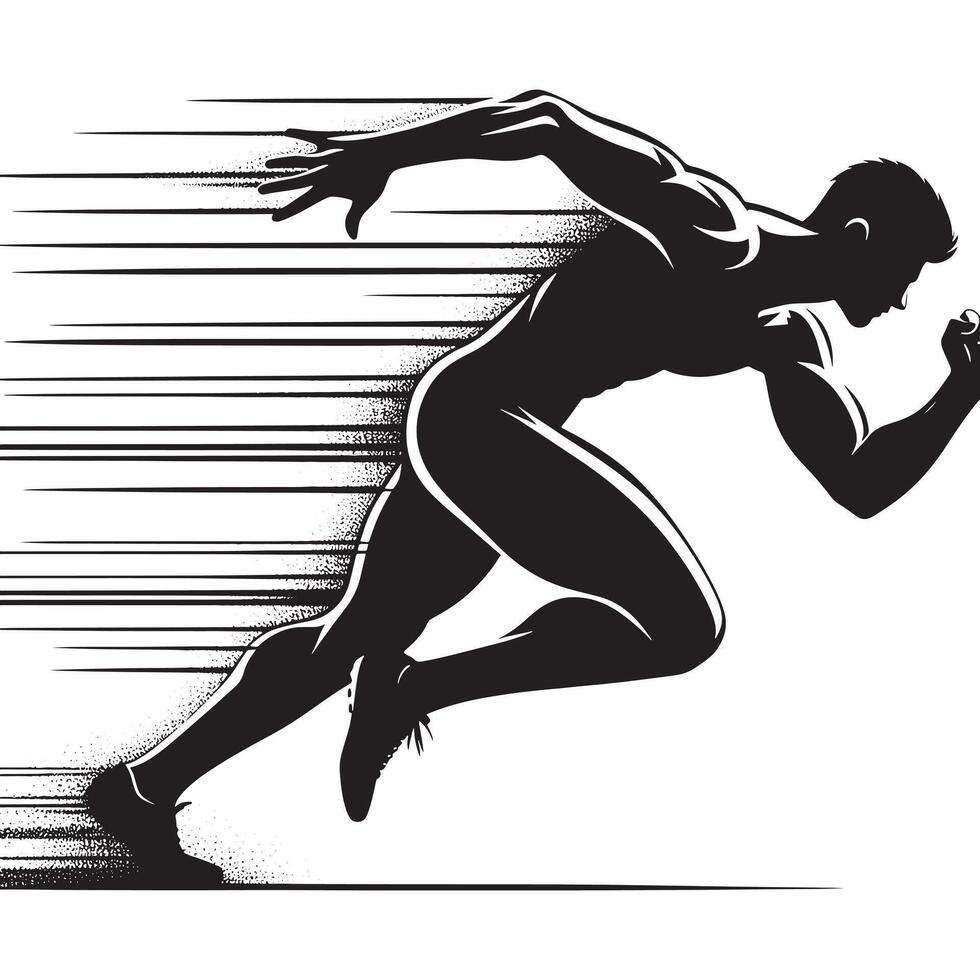 Black Sprinting Silhouette Art Design on White Background vector