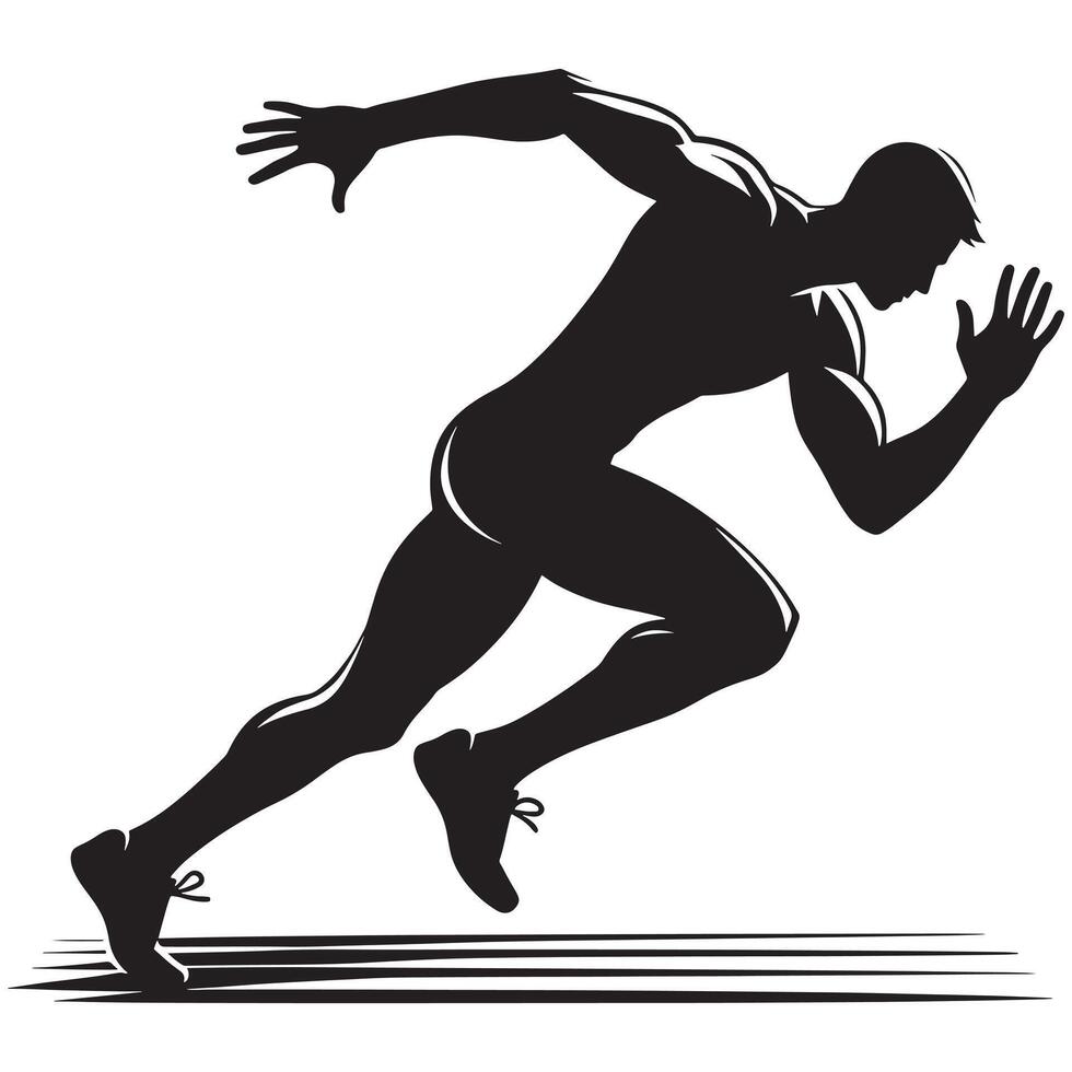Sprinting Silhouette Minimalist Art on White Background vector