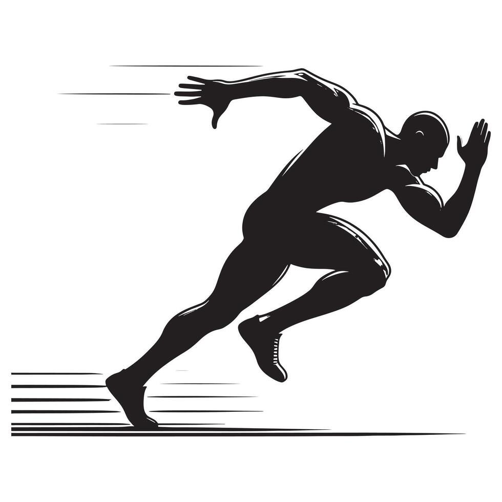 Minimalist Sprinting Silhouette Art Artwork on White Background vector