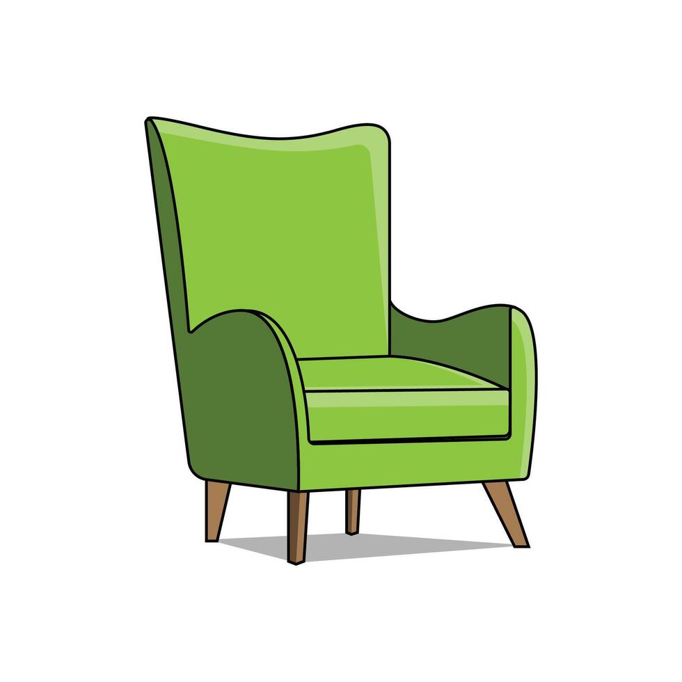 The Illustration of High Sofa with Green Color vector