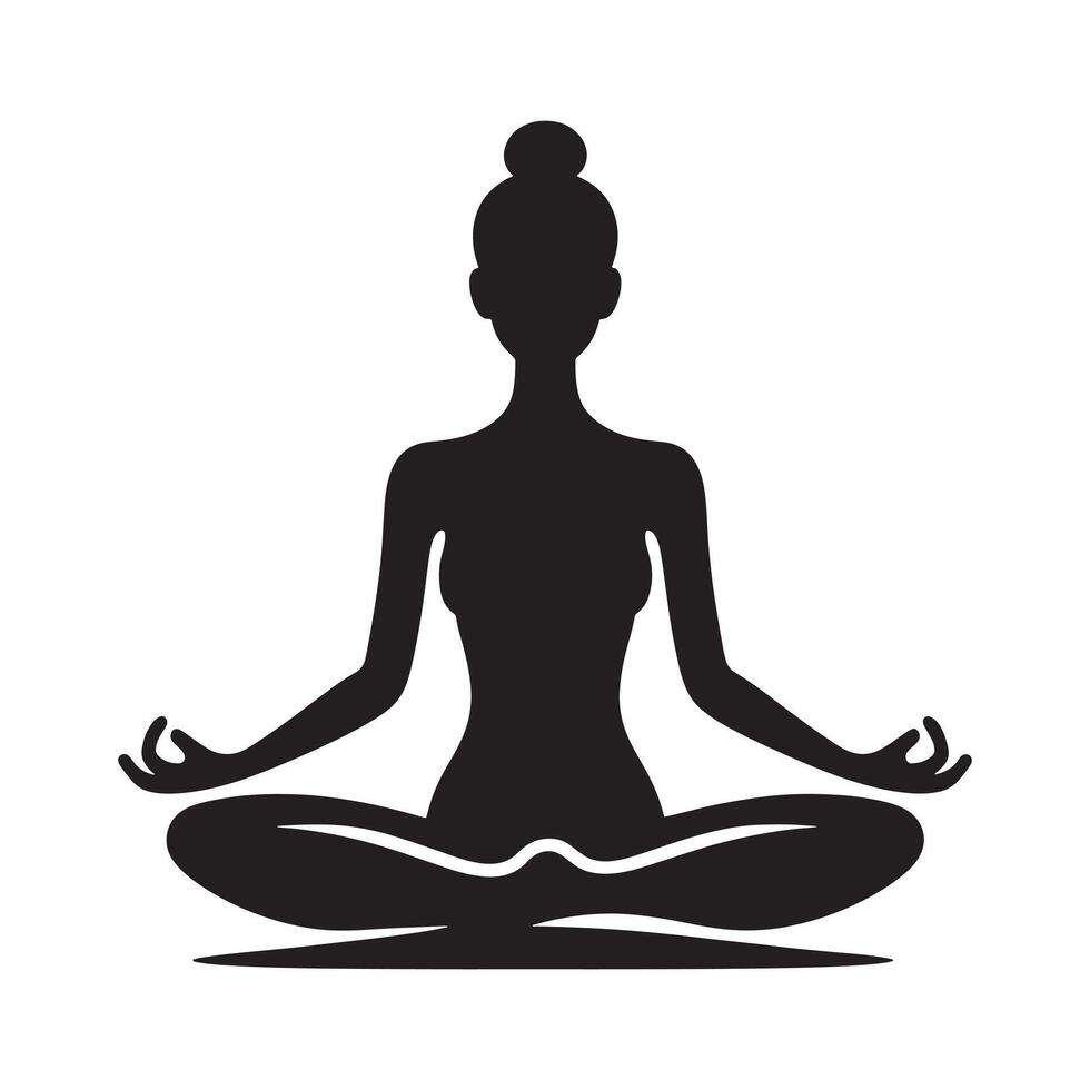 Black Silhouette of Seated Meditation Pose vector