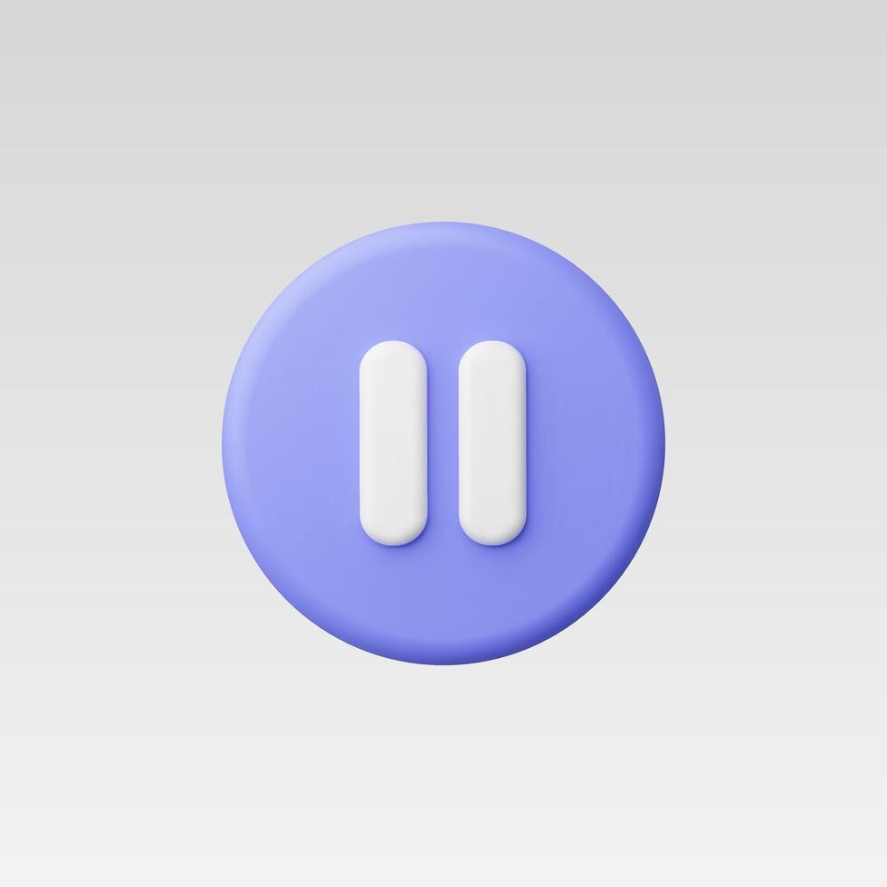 3d Realistic Pause Icon illustration vector