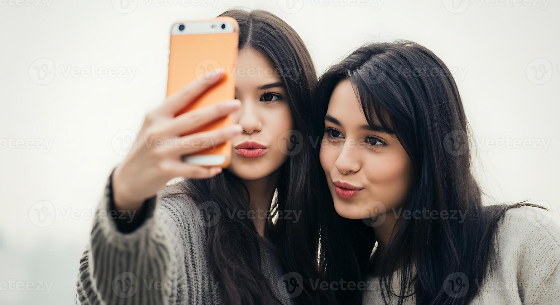 Girls taking selfies photo