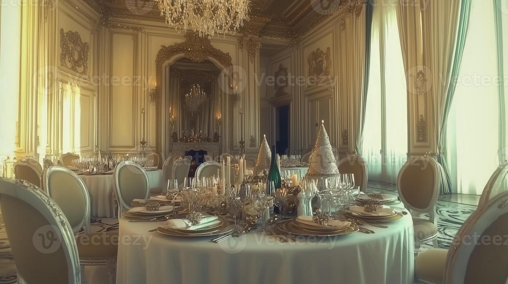 High-End Christmas Dining Table Setup for Elegant Holiday Celebration photo