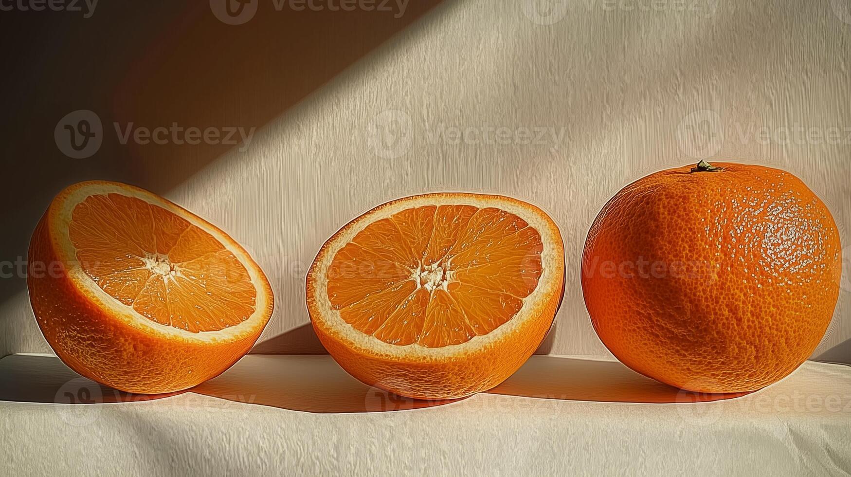 Photorealistic image of a fresh orange isolated against a white background photo