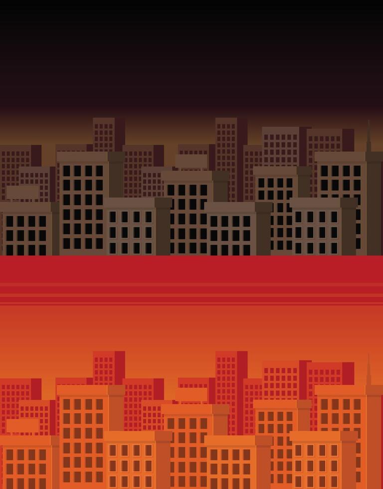 City Building Background at Dawn and Dark Night vector